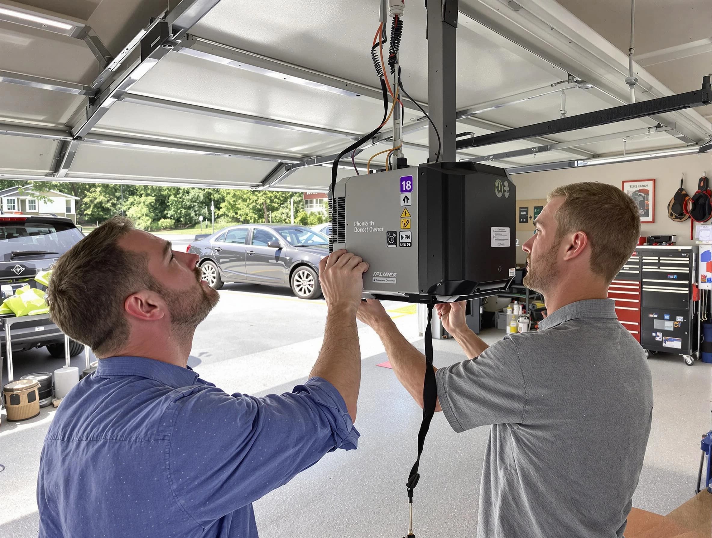 Middlesex Garage Door Repair technician installing garage door opener in Middlesex