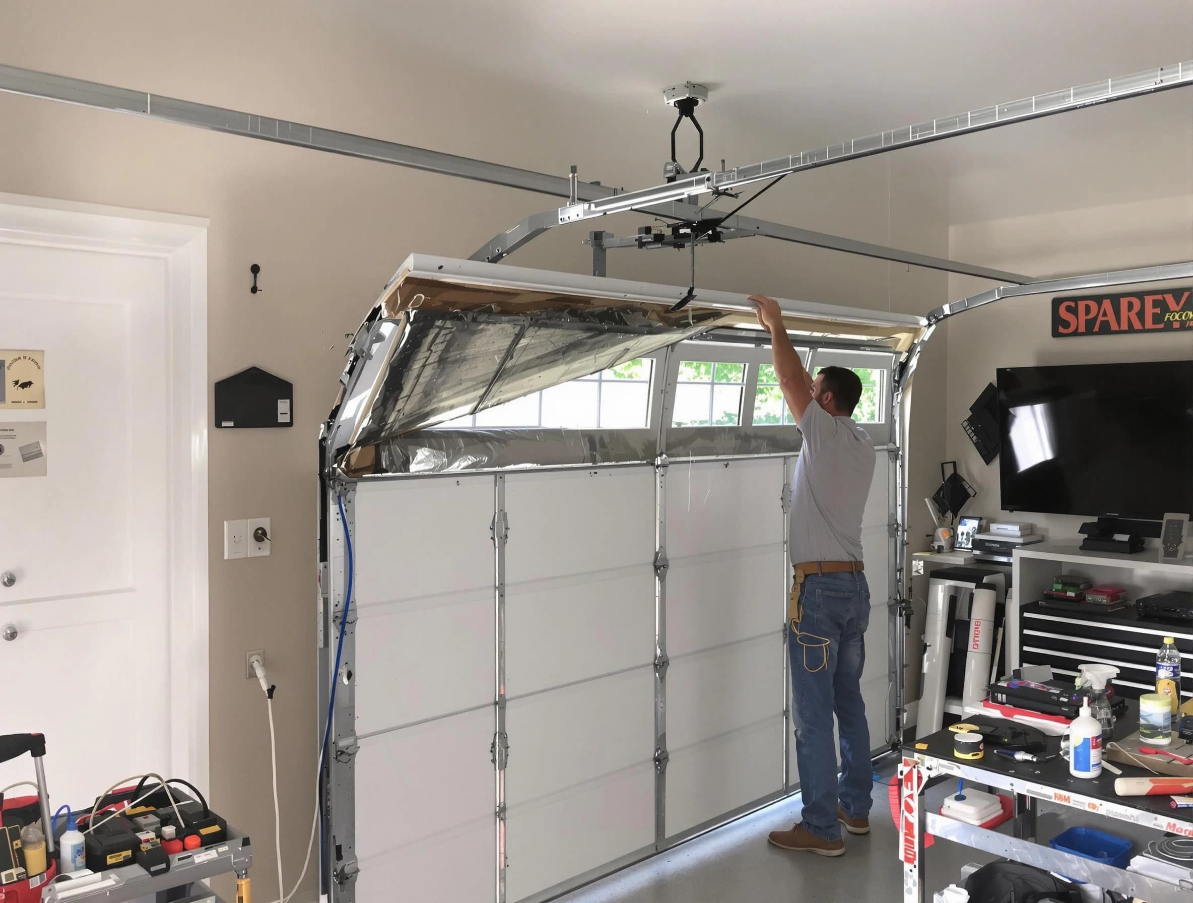 Garage door section replacement by Middlesex Garage Door Repair in Middlesex