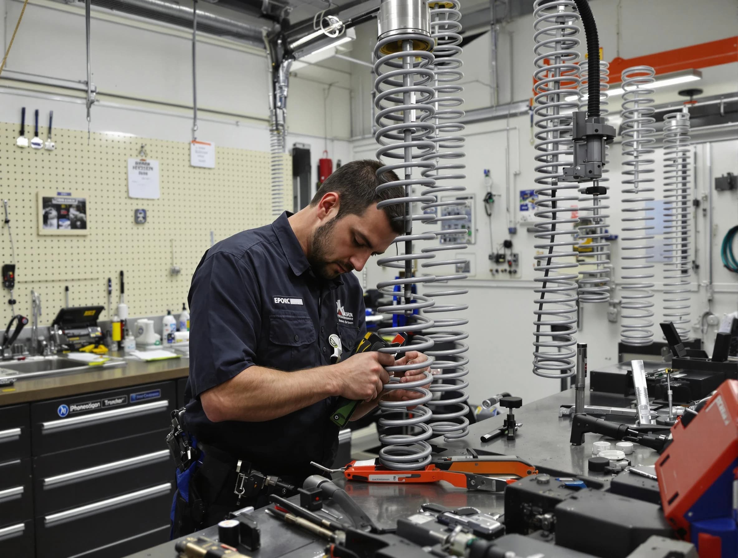 Middlesex Garage Door Repair technician performing spring repair in Middlesex