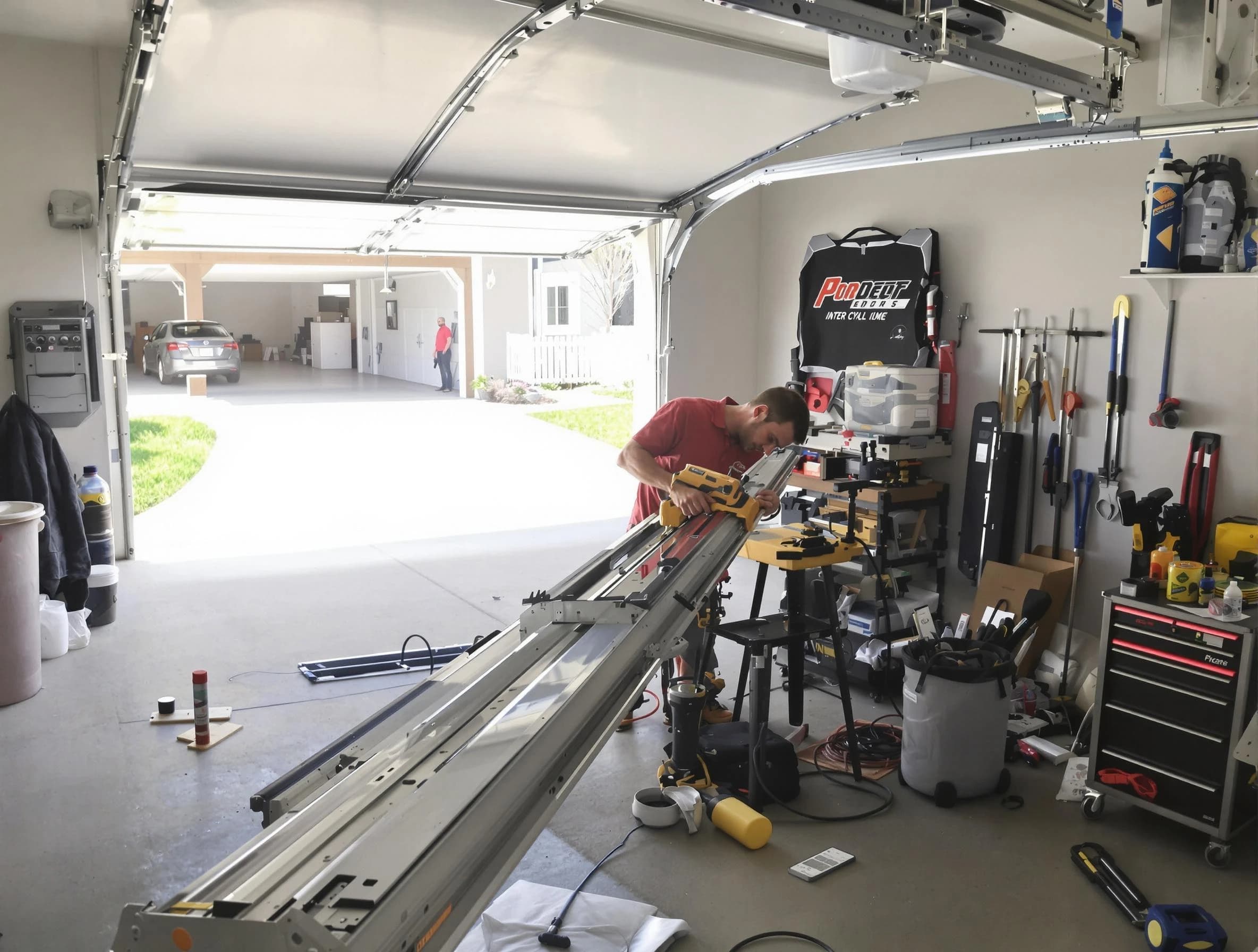 Middlesex Garage Door Repair expert performing track repair in Middlesex